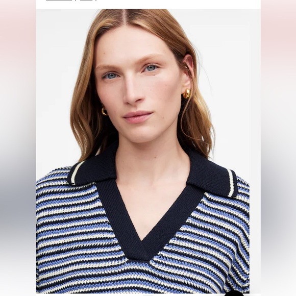 Madewell // NWOT Striped Johnny-Collar Sweater Tee - Picture 5 of 9